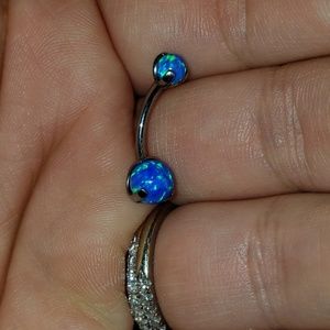 Authentic Blue Opal belly button ring